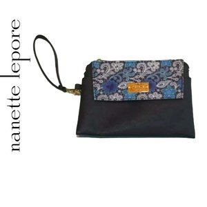 Nanette Lepore Charging Wristlet Bag Navy and Floral